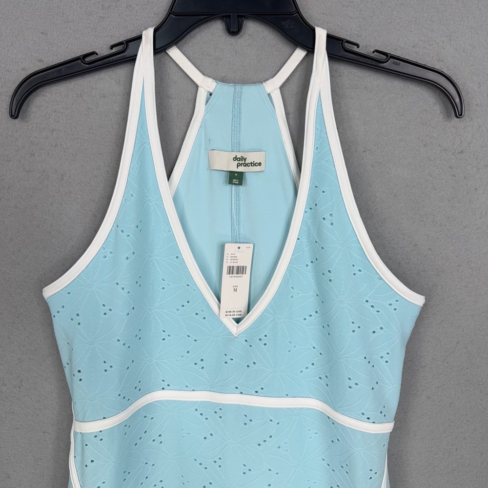 Daily Practice Dress Womens Medium Light Blue Eyelet Active Tennis Athleisure - Picture 2 of 11
